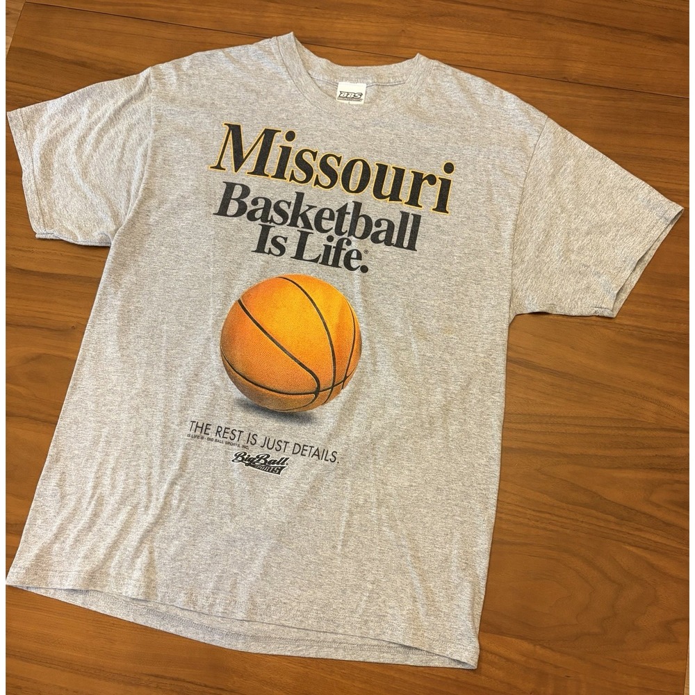 Vintage Missouri Tigers Basketball Is Life T Shirt Mens L Gray 90s Made In USA